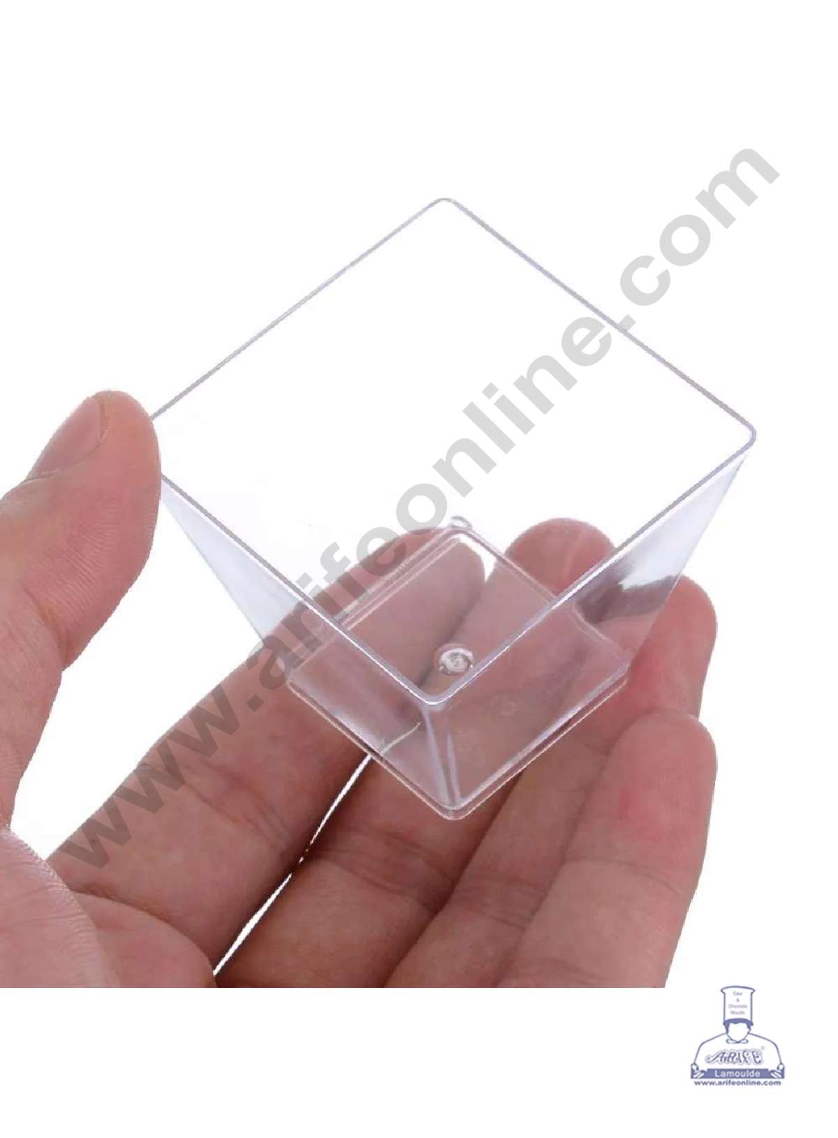 Mini Transparent Acrylic Square Shape Mousse Cup Without Lid | Pudding Cup | Parfait Cup 60ML (PS-4 ) (MOQ 500 PCS) (F)
