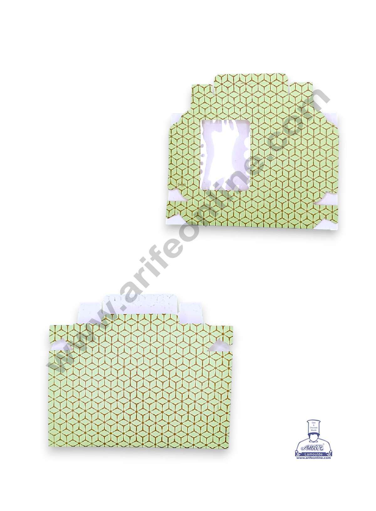 12 Cavity 3D Cube Print Chocolate Box with Cavity, Clear Window & Handle ( 10 Piece Pack ) - Pastel Green (MOQ 12 PACK) (AED)