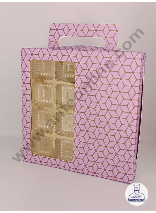16 Cavity 3D Cube Print Chocolate Box with Cavity, Clear Window & Handle ( 10 Piece Pack ) - Pastel Purple (MOQ 12 PACK) (RDD)