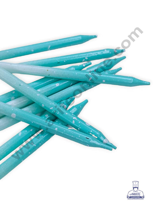 Blue & White Ombre with White Splash Candles with Stand for Cake and Cupcake Decorations (Set of 10 Pcs) (MOQ 12 SET)