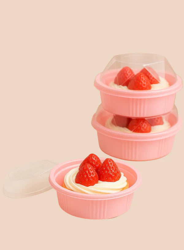 5 Pcs Pvc Container Round With Diamond Lid | Dessert Package (SB-ZY050) (MOQ 100 PCS)(AO.5)