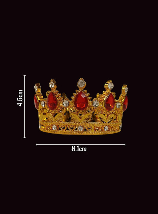 Golden Floral Crown -Red Gem-Small Topper SBMT-CR-ND-54-5-R-S) (MOQ 12 PCS) (OE)