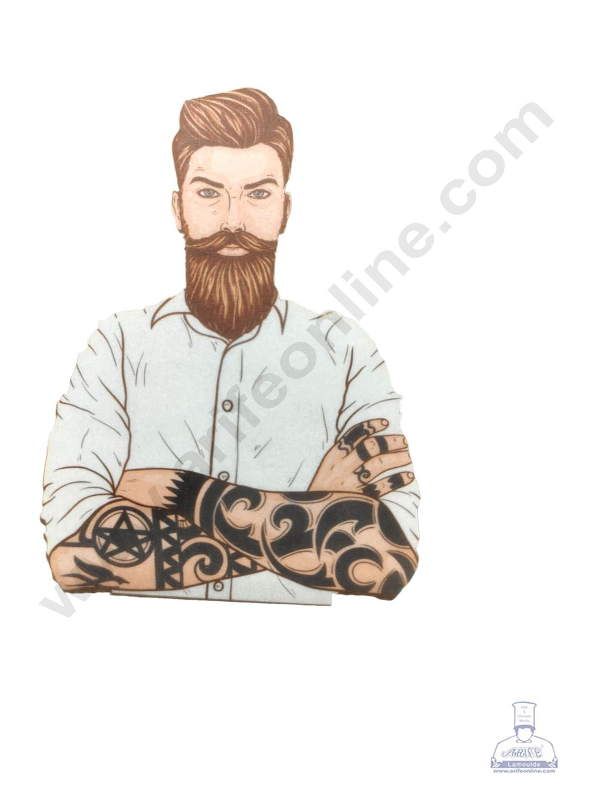 Edible Theme Topper Pre Cut Wafer Paper High Quality - Guy With Tattoo - ( 1 pc Pack ) SB-WPC-3101 (MOQ 12 PCS)