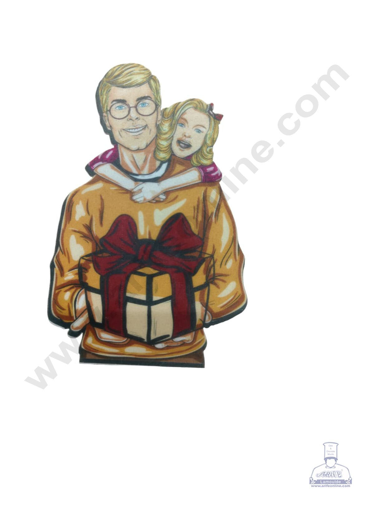 Edible Theme Topper Pre Cut Wafer Paper High Quality - Dad With Her Daughter- ( 1 pc Pack ) SB-WPC-3114 (MOQ 12 PCS)