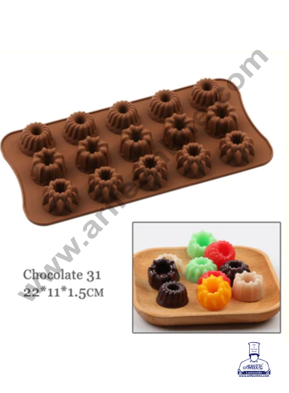 15-Cavity Donut Shape Silicone Brown chocolate Moulds (MOQ 12 PCS)
