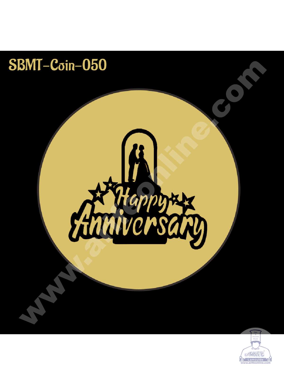 Acrylic Happy Anniversary Coin Topper for Cake and Cupcakes ( SBMT-Coin-050 ) (MOQ 12 PCS)