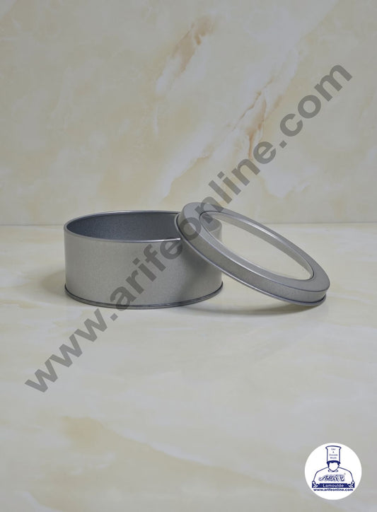 Dream Tin with Window (IMP) | Dream Cake Tin Torte cake Cookie Cake Tin - Silver Color - 11 cm X 5cm (MOQ 1 BOX) (FE)