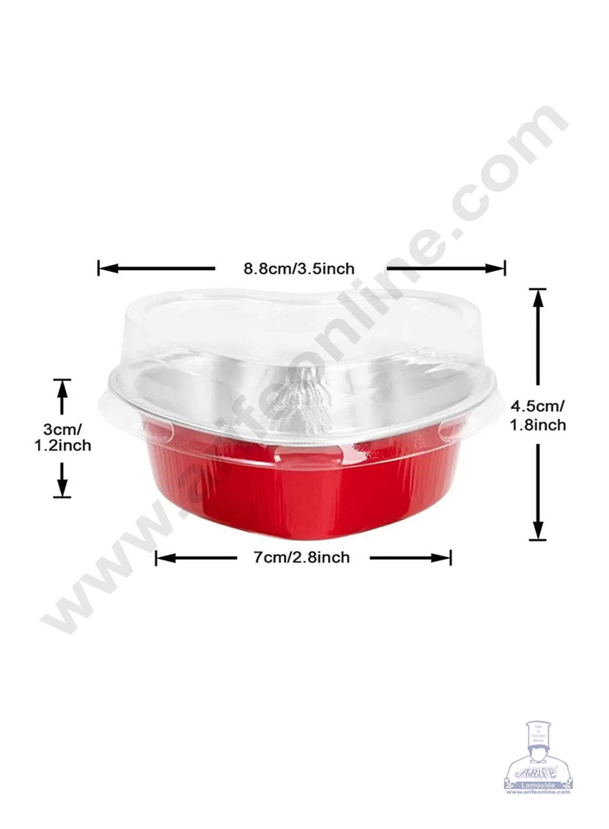 Heart Shape Aluminium Tin Foil Bake & Serve Cup with Lid | Aluminium Containers | Non-Stick Foil Baking Cups - Gold - (O) - 2000 Pcs per cartoon (MOQ 1 CRTN)