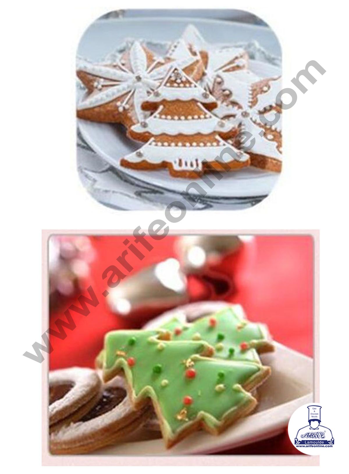 Cake Decor Double Sided Plastic 5 pcs Tree Shaped Plastic Cookie Biscuit Pastry Fondant and Cake Cutter