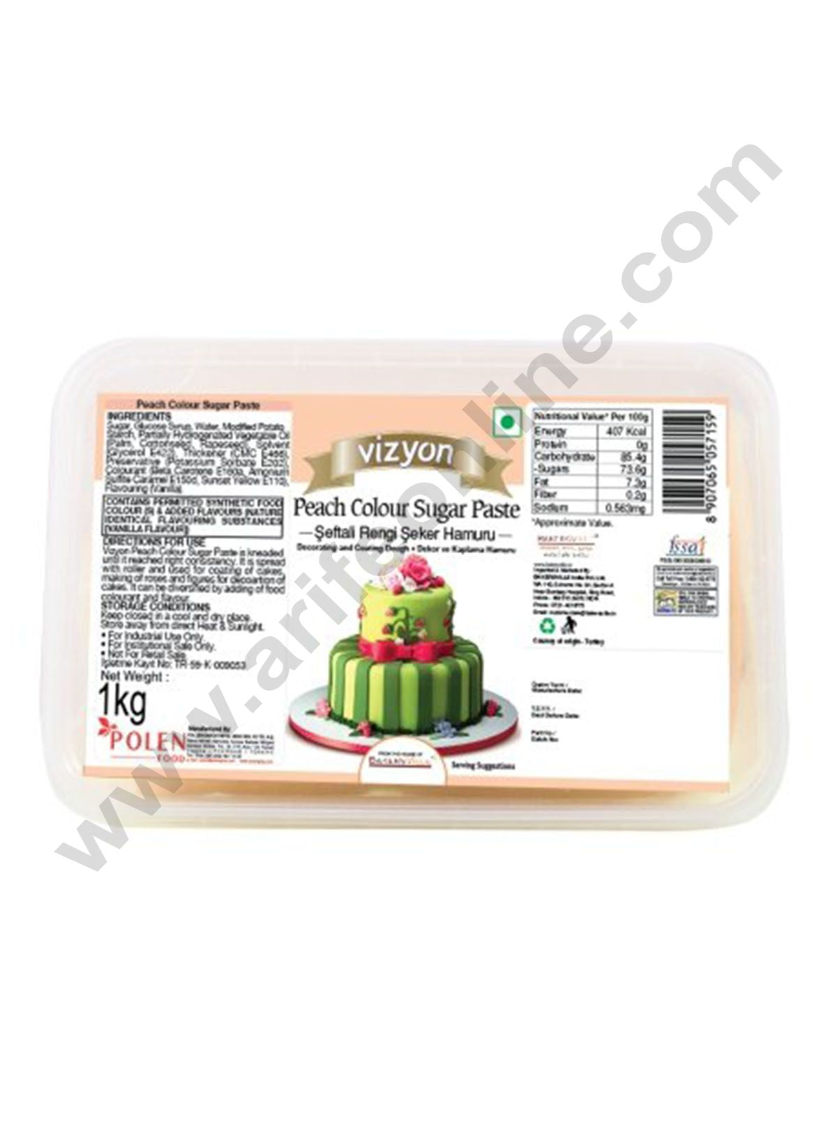 Vizyon Sugar Paste (Fondant) -Peach, 1kg