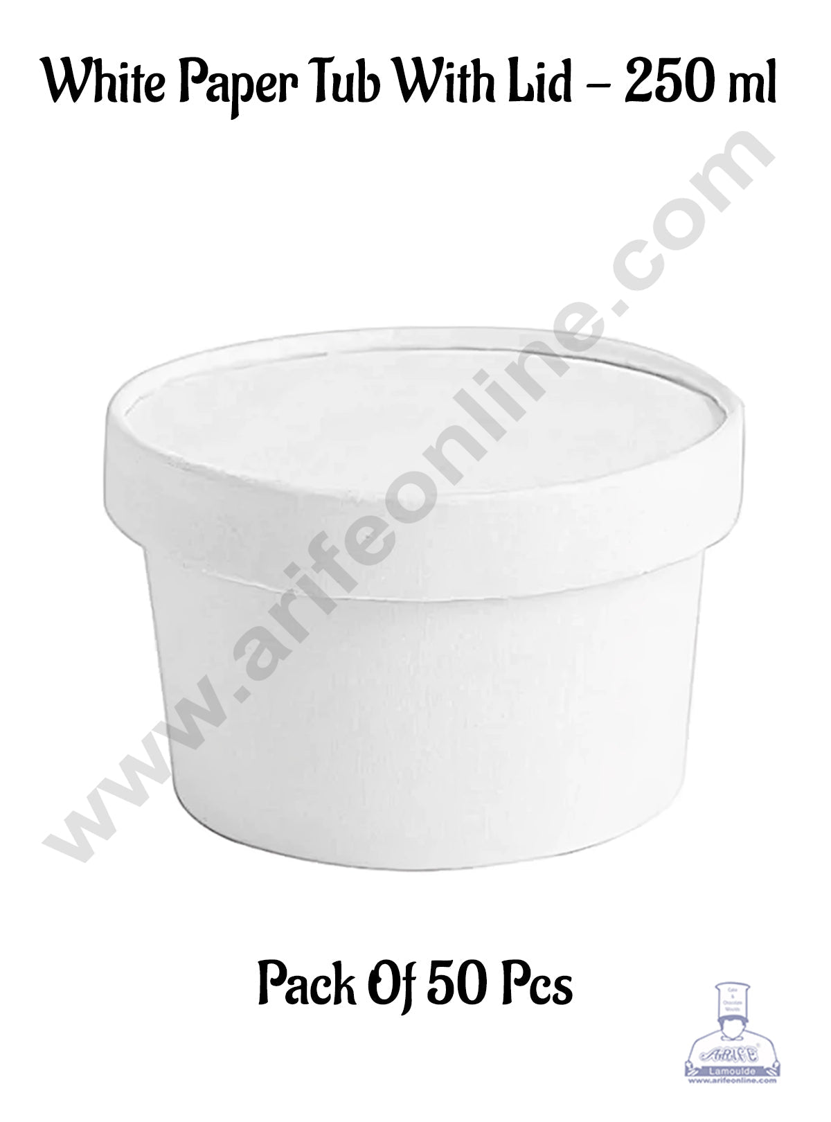 250ml White Kraft Paper Tub With Lid (MOQ 100 PCS)