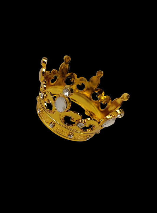 Royal Gold Plastic Crown with White Jewels Cake Topper (SBMT-CR-ND-54-2-W) (MOQ 12 PCS) (OD)