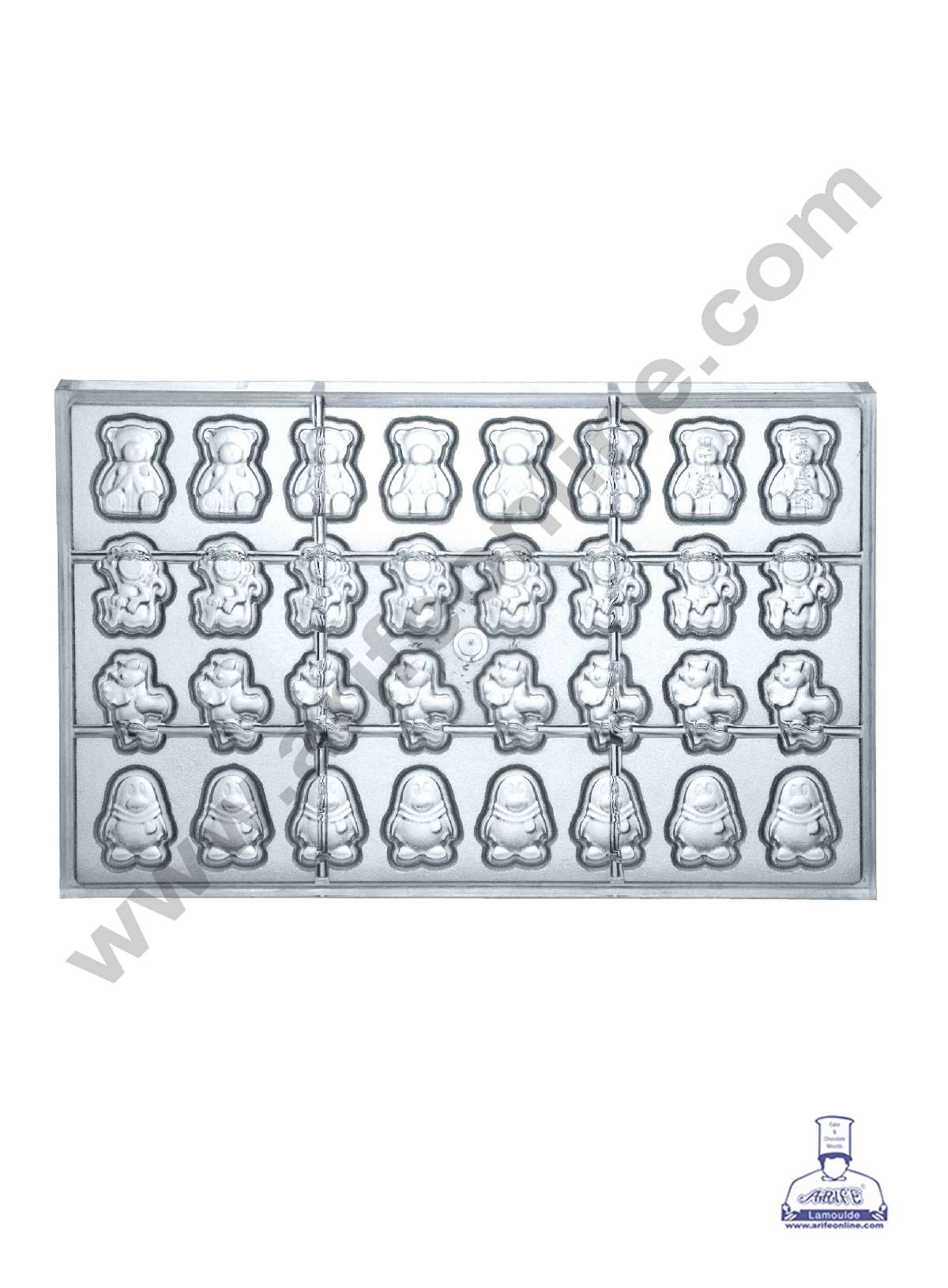 32 Cavity Mix Animal Shape Polycarbonate Chocolate Mold - ( YBS-136 ) (MOQ 12 PCS) (RRD)