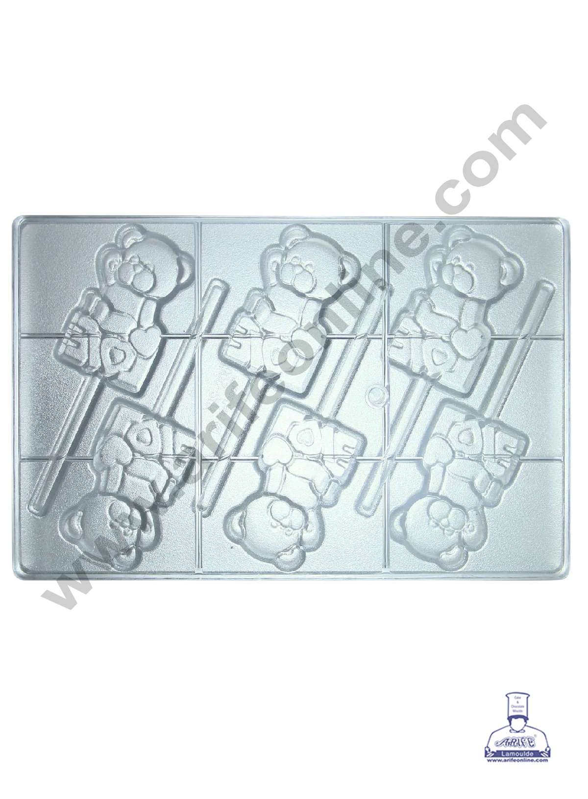 6 Cavity Teddy With Love Polycarbonate Chocolate Mold - ( YBS-206 ) (MOQ 12 PCS) (RRD)