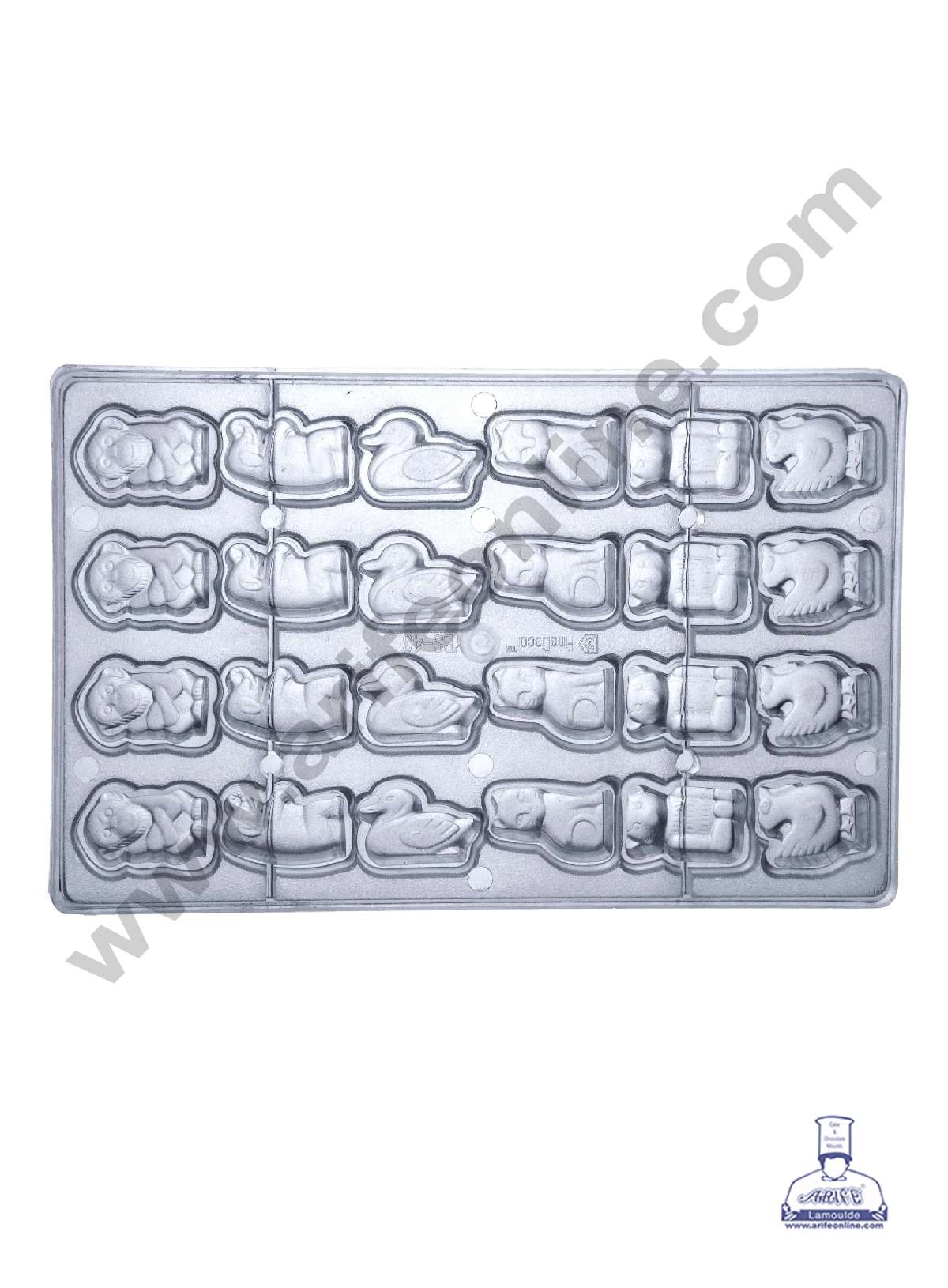 24 Cavity Mix Animal Polycarbonate Chocolate Mold - ( YBS-043 ) (MOQ 12 PCS) (RRD)