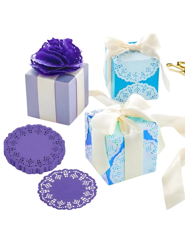 3.5 Inch Paper Doilies | Round Placemats | Decorative Accessories | Disposable Paper Mats – Purple – 100 pcs Pack(SBPD-P-3.5) (MOQ 12 PACK)