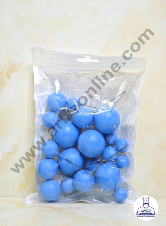 Matte Pastel Blue Faux Ball Topper For Cake and Cupcake Decoration - 20 pcs Pack (MOQ 300 PACKET 1 CRTN) (IM)