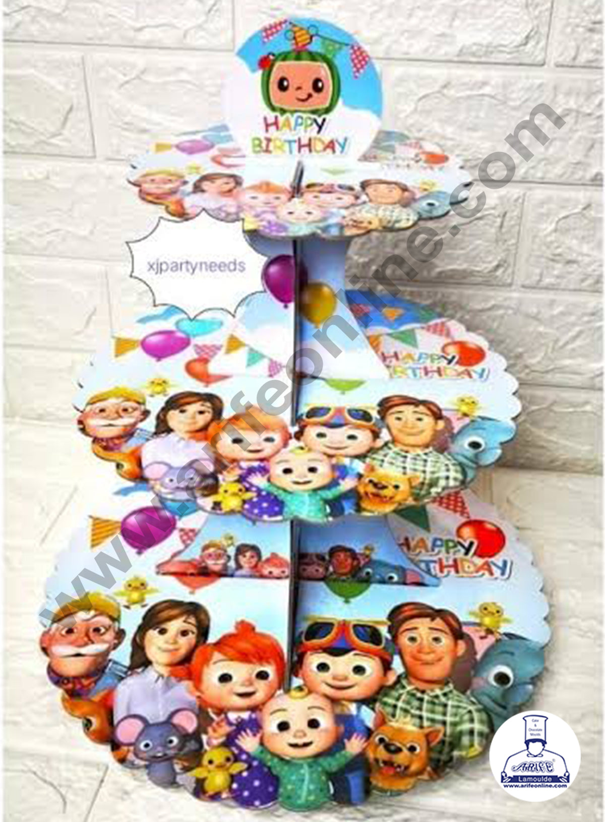 3 Tier Melon Character design Cardboard Cupcake Stand - Heavy (MOQ 12 PCS)