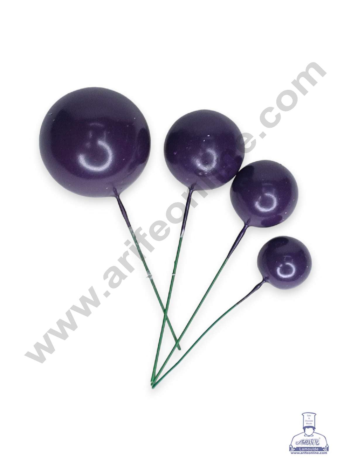 Dark Plum Faux Balls Topper For Cake and Cupcake Decoration - ( 20 pcs Pack ) (MOQ 300 PACKET 1 CRTN) (IM)