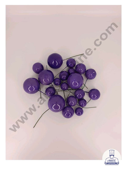 Dark Purple Faux Balls Topper For Cake and Cupcake Decoration - ( 20 pcs Pack ) (MOQ 300 PACKET 1 CRTN) (IM)
