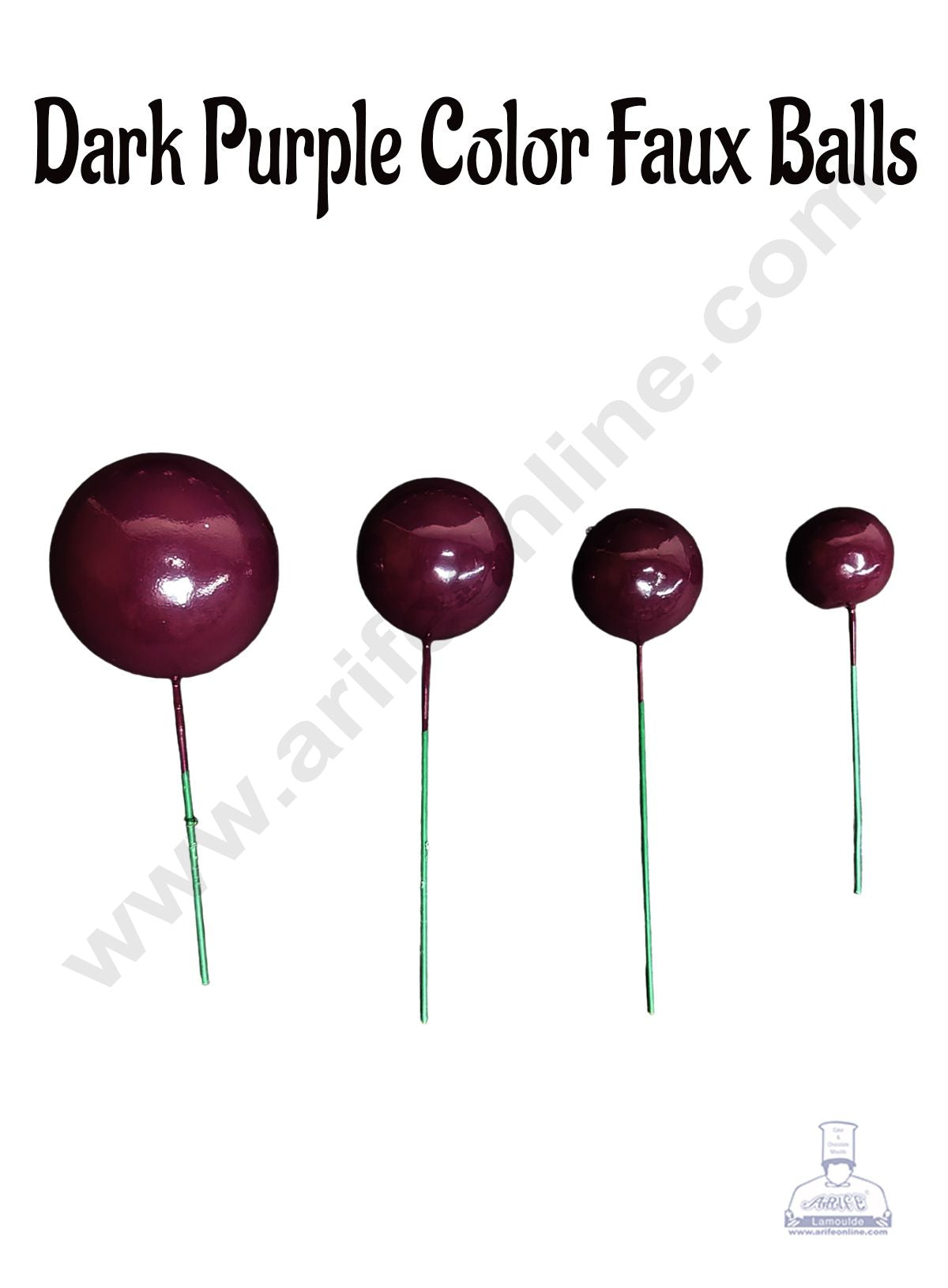 Dark Purple Balls Topper For Cake and Cupcake Decoration - (20pcs Pack) (MOQ 300 PACKET 1 CRTN) (IM)