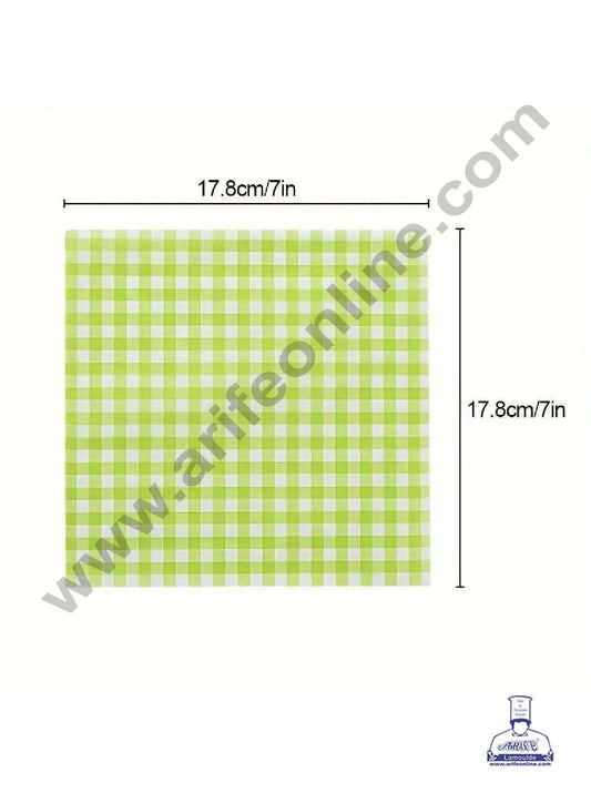 Printed Parchment Paper | Bento Box Liner | Grease Proof Paper | Wrap Paper - Green Checks/Plaid Print (100 Sheets) (MOQ 20 PCKT)