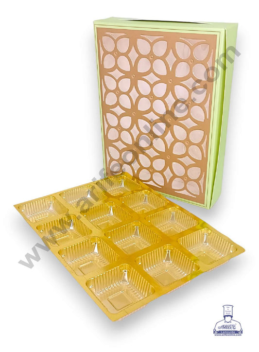 12 Cavity Chocolate Box with Cavity & Cutout Window Without Handle ( 10 Piece Pack ) - Light Green (MOQ 12 PCK) (AMD)
