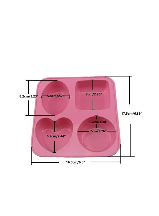 4 Cavity Mix Design Silicone moulds for Soaps Chocolate Jelly Desserts All Purpose Mould