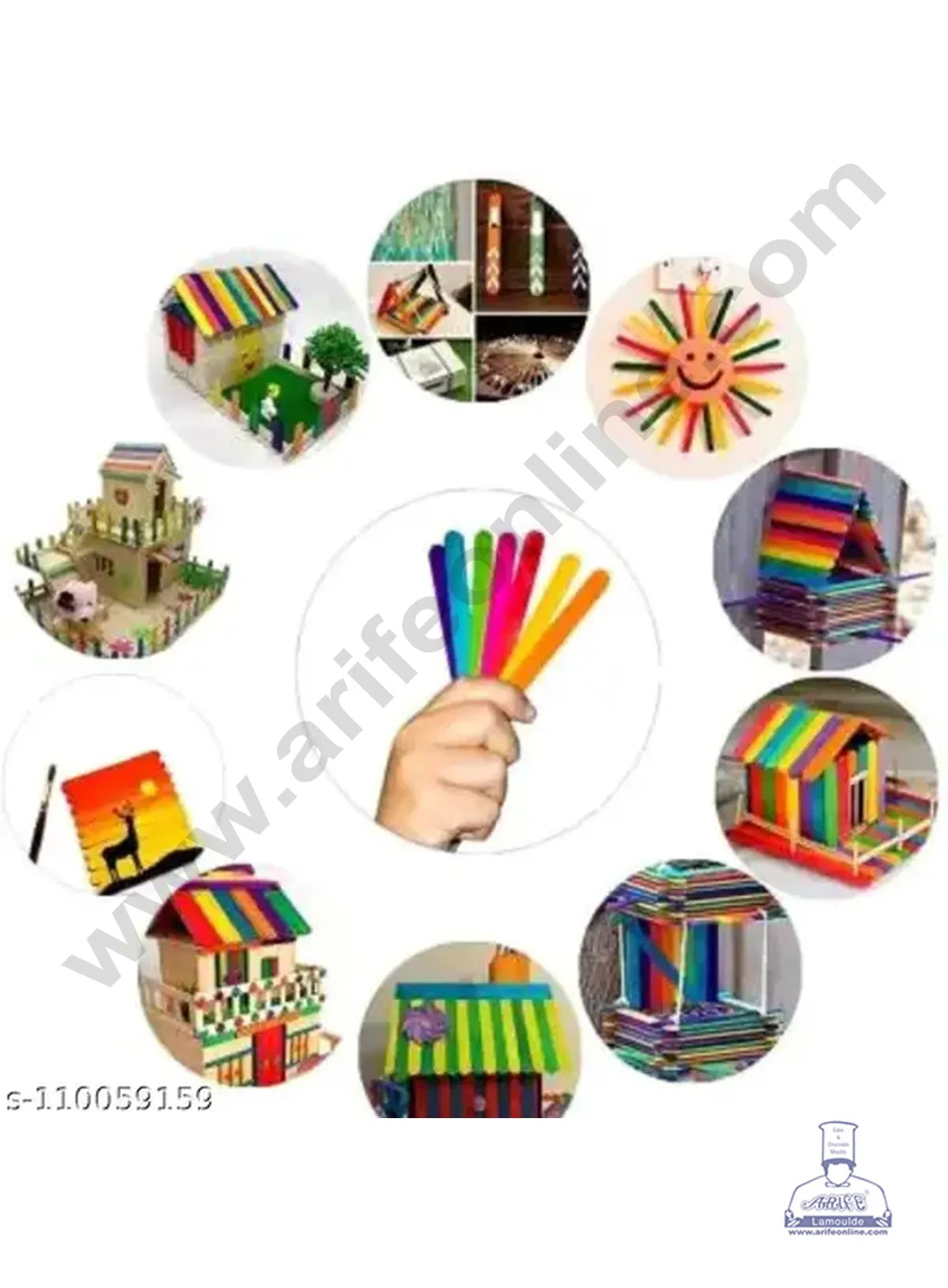 Natural Wooden Ice cream Sticks Multi colour For Cakesicle Popsicle and Candy (50pcs) (MOQ 12 PKT)