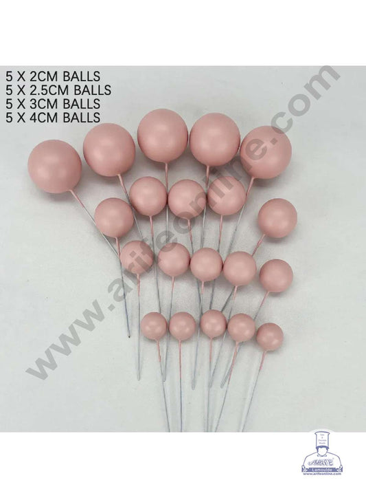 Nude Pink Faux Balls Topper For Cake and Cupcake Decoration - ( 20 pcs Pack ) (MOQ 300 PACKET 1 CRTN) (IM)