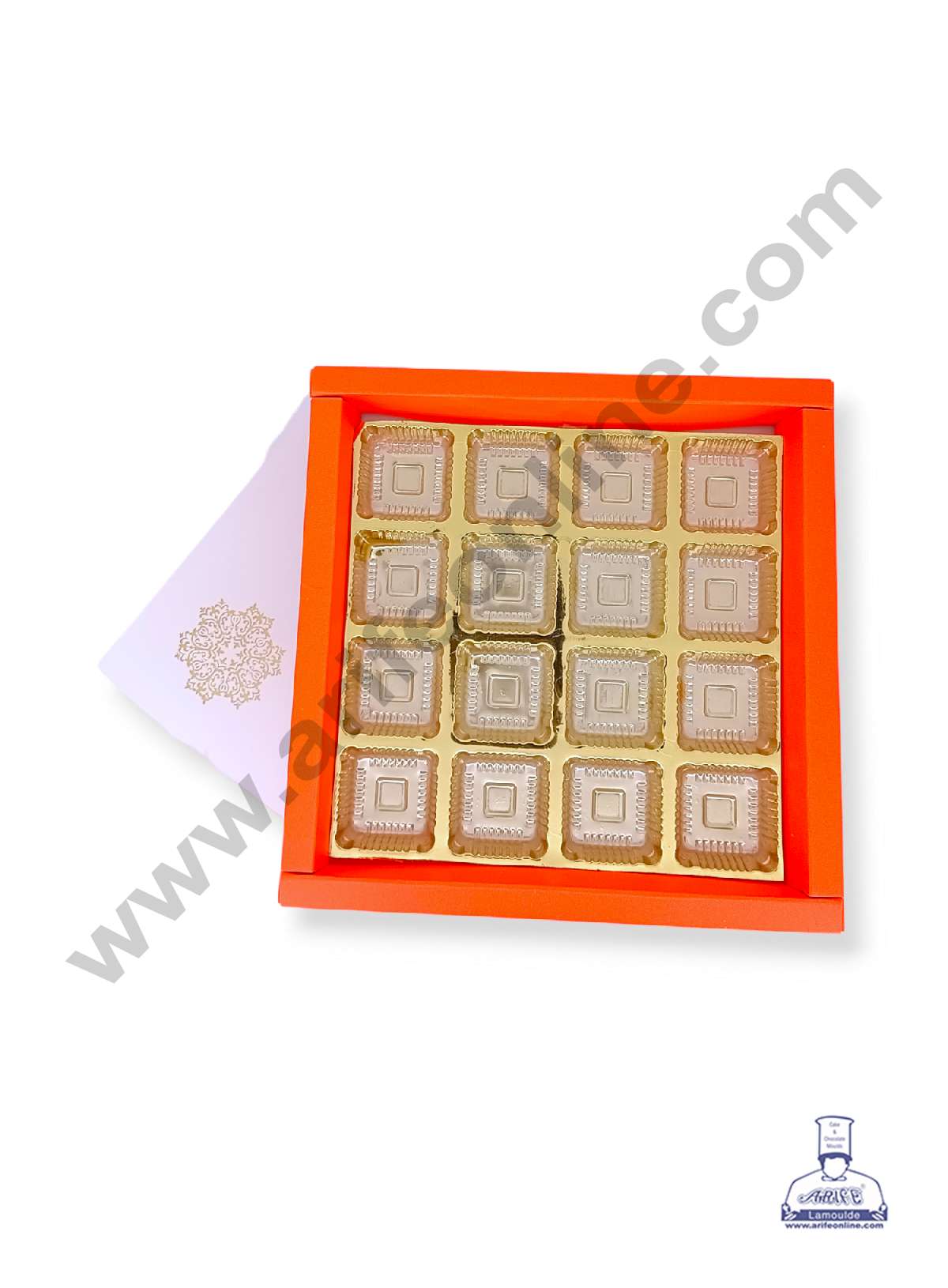 16 Cavity Chocolate Box with Sliding Cover & Cavity ( 10 Piece Pack ) - Orange (MOQ 12 PACK) (IDD)