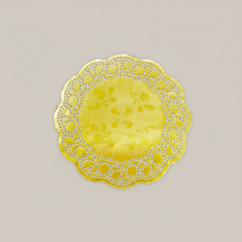 3.5 inch Paper Doilies | Round Placemats | Decorative Accessories | Disposable Paper Mats - Gold (100 pcs Pack) (MOQ 12 PACK)
