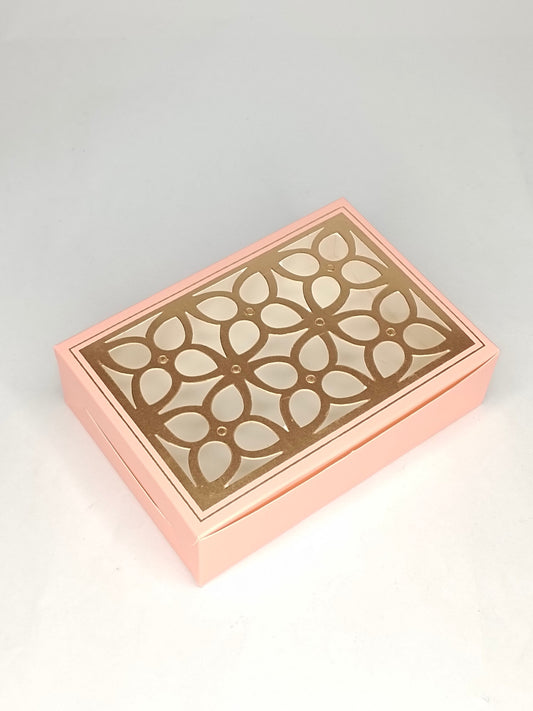 6 Cavity Chocolate Box with Cavity & Cutout Window Without Handle ( 10 Piece Pack ) - Peach (MOQ 12 PCK) (ADD)