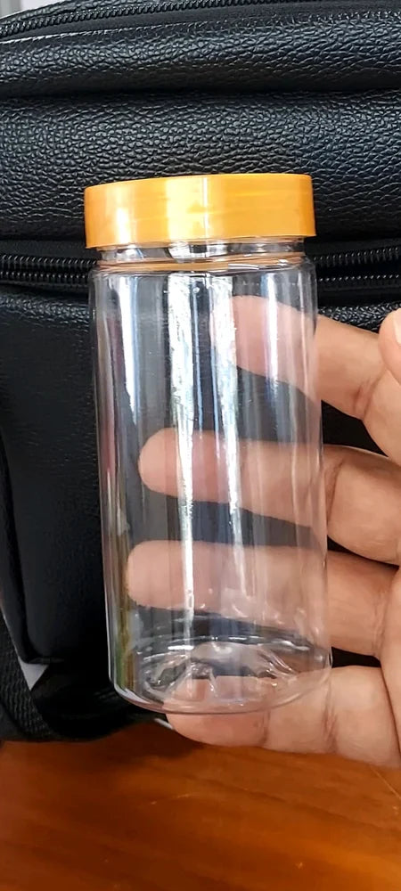 Clear Plastic Pet Jar with Golden Lid - 1 Piece - 220 ml - (SB-PTJ-220) (MOQ 100 PCS) (AF)