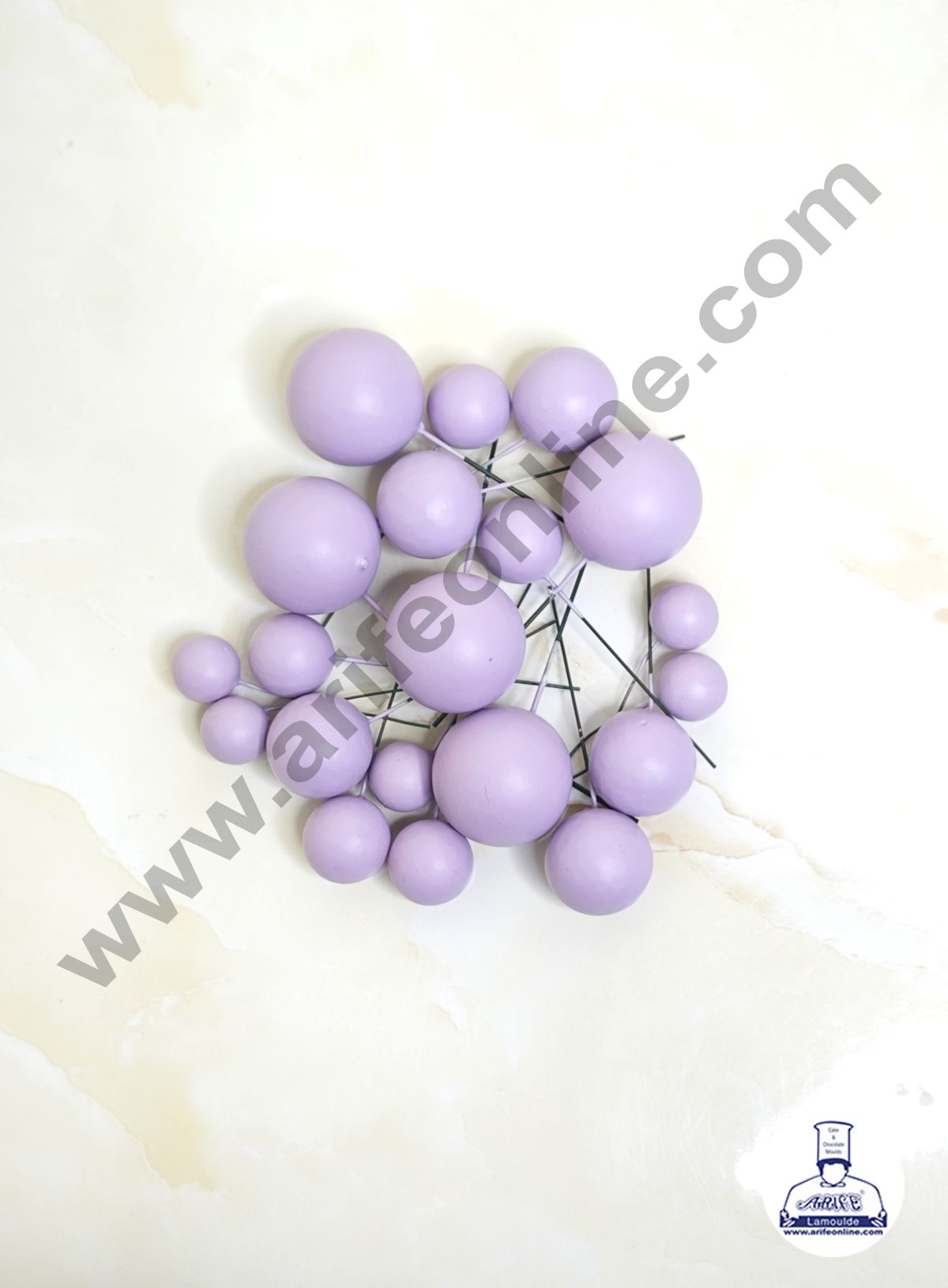 Matte Pastel Lavender Faux Ball Topper For Cake and Cupcake Decoration - 20 pcs Pack (MOQ 300 PACKET 1 CRTN) (IM)