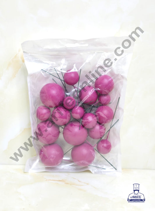 Matte Purple Faux Ball Topper For Cake and Cupcake Decoration - 20 pcs Pack (MOQ 300 PCKT 1 CRTN) (IM)