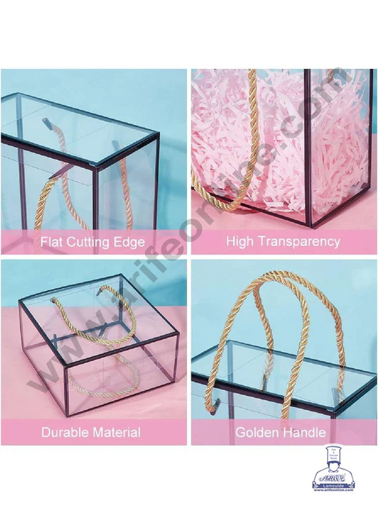 Plain PVC Hamper Bag with Black Boarder - 6 X 3.5 X 6 Inch | Gift Box | Gift Bag with Handle (MOQ 100 PCS) (RU)