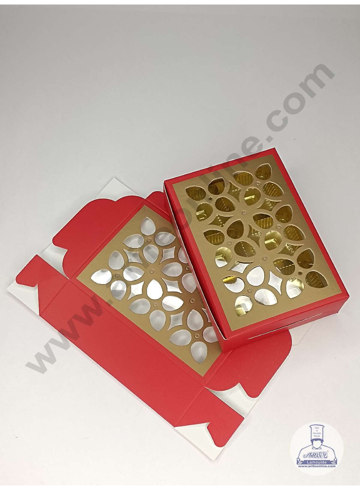 6 Cavity Chocolate Box with Cavity & Cutout Window Without Handle ( 10 Piece Pack ) - Red (MOQ 12 PCK) (ADD)