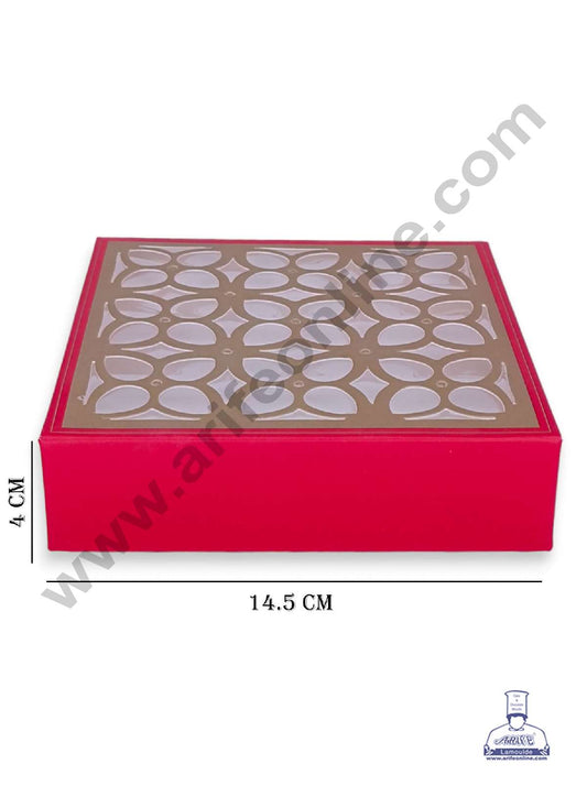 9 Cavity Chocolate Box with Cavity & Cutout Window Without Handle ( 10 Piece Pack ) - Red (MOQ 12 PCK) (AID)