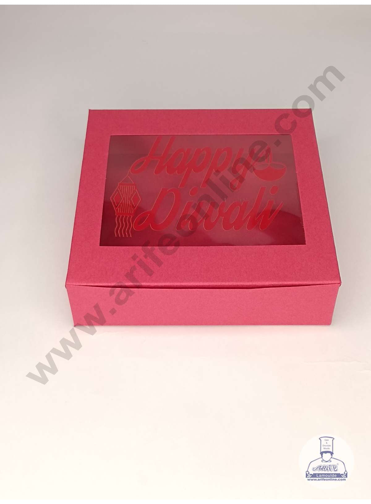 9 Cavity Red Chocolate Box with Happy Diwali Print on Clear Window & Cavity ( 10 Piece Pack ) - Red (MOQ 12 PACK) (UD)