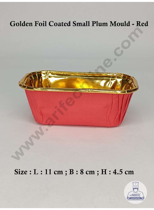 Small Golden Foil Coated Red Paper Bake and Serve Plum Cake Mold (MOQ 100 PCS)