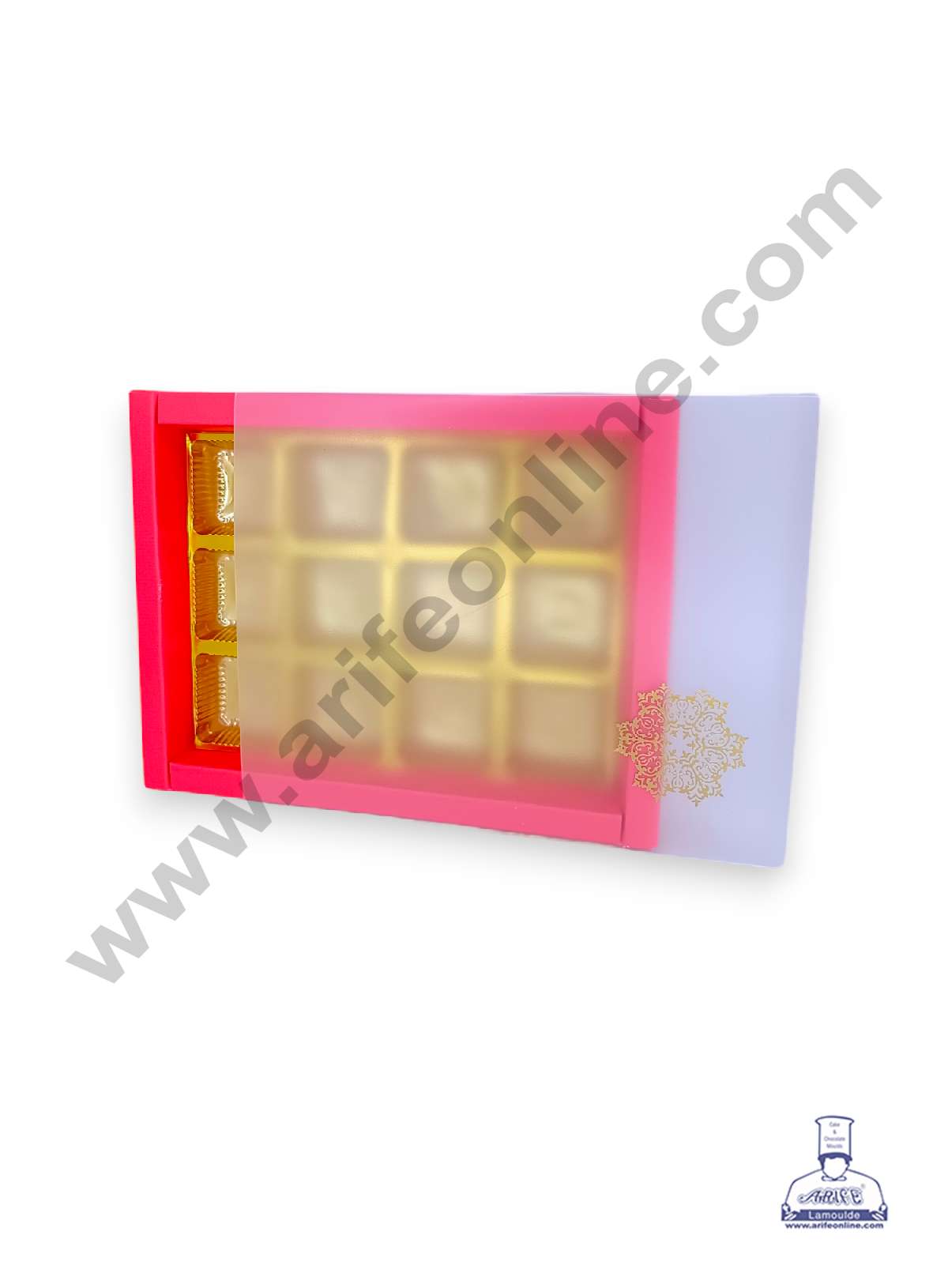 12 Cavity Chocolate Box with Sliding Cover & Cavity ( 10 Piece Pack ) - Red (MOQ 12 PACK) (RUD)
