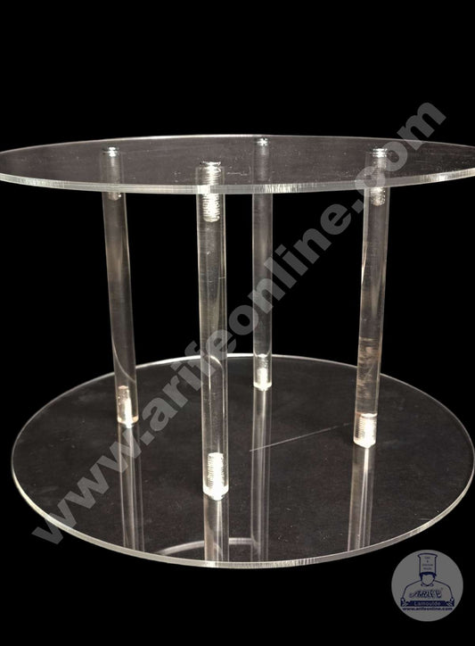 Round Shape Cake Spacer with Rods 8" X 6" Acrylic Clear Cake Display Spacer (MOQ 12 PCS)