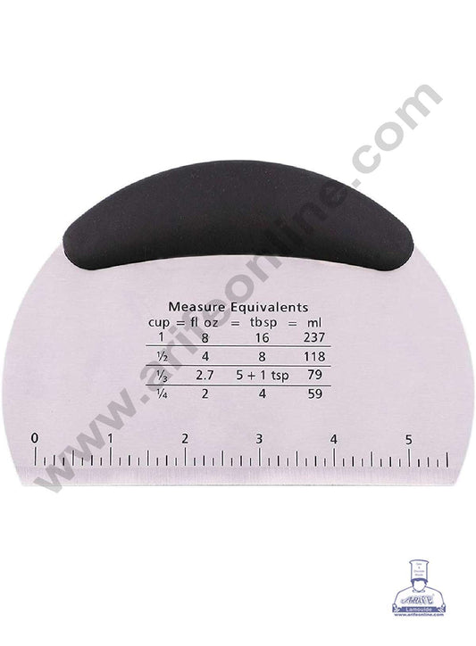 Plastic Black Handle Stainless Steel Scraper with Measuring Scale & Conversions (MOQ 12 PCS)