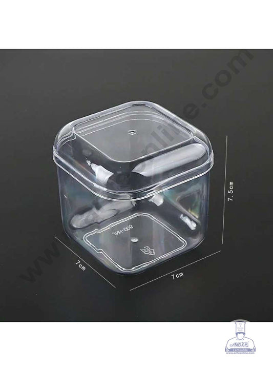 Transparent Square Dessert Tub with Curved Corners & Lid | Ideal for Pudding, Parfait, and Mousse (MOQ 500 PCS) (AO)