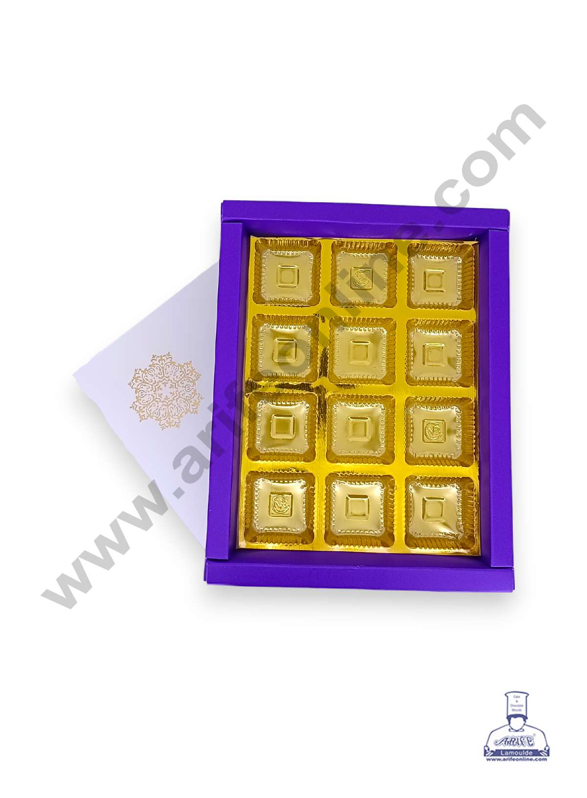 12 Cavity Chocolate Box with Sliding Cover & Cavity ( 10 Piece Pack ) - Violet (MOQ 12 PACK) (RUD)