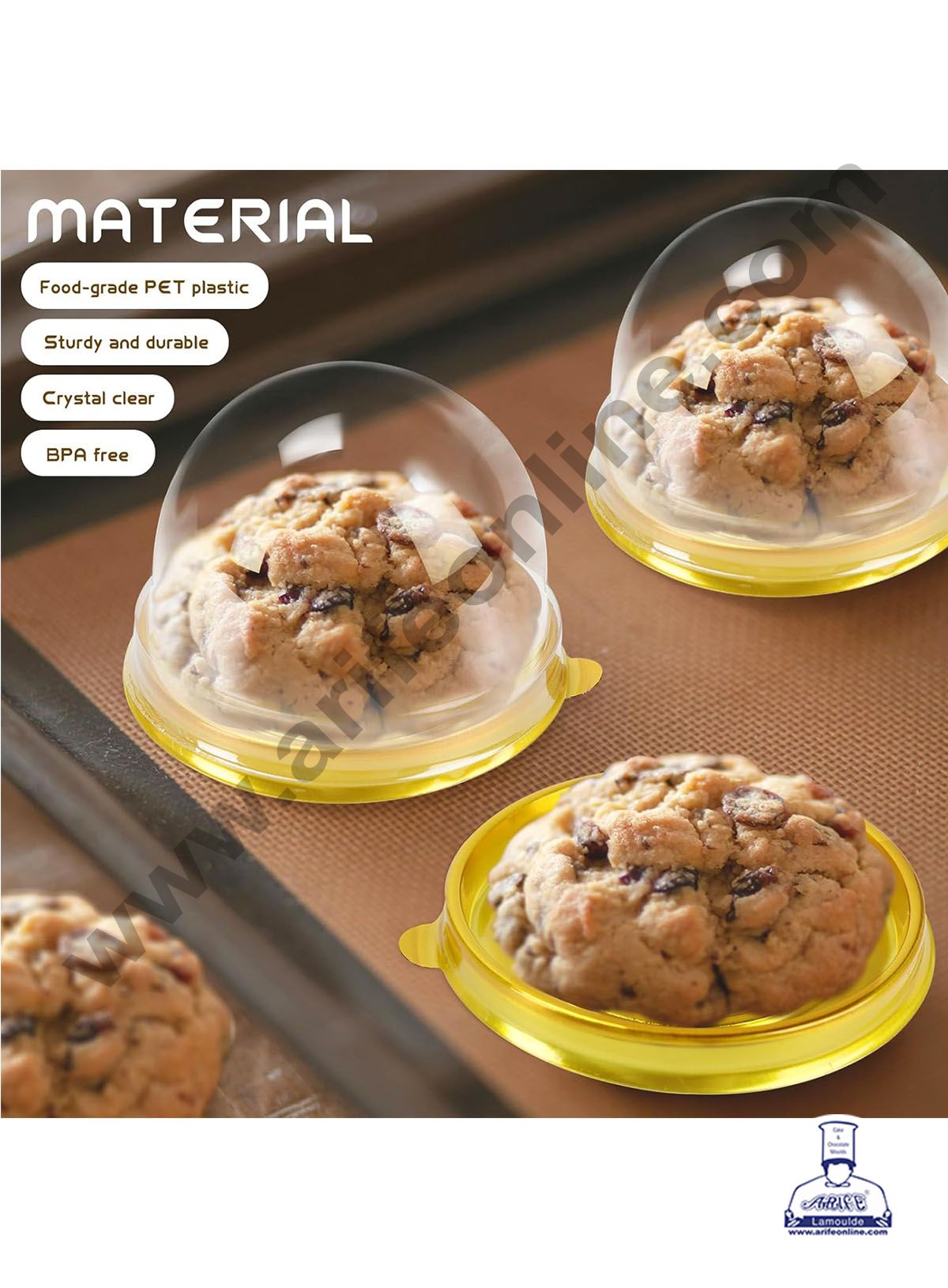 PVC MINI ROUND DOME PASTRY BOX(G)7.5X55 SB-Y70-G (MOQ 100 PCS) (I.25)