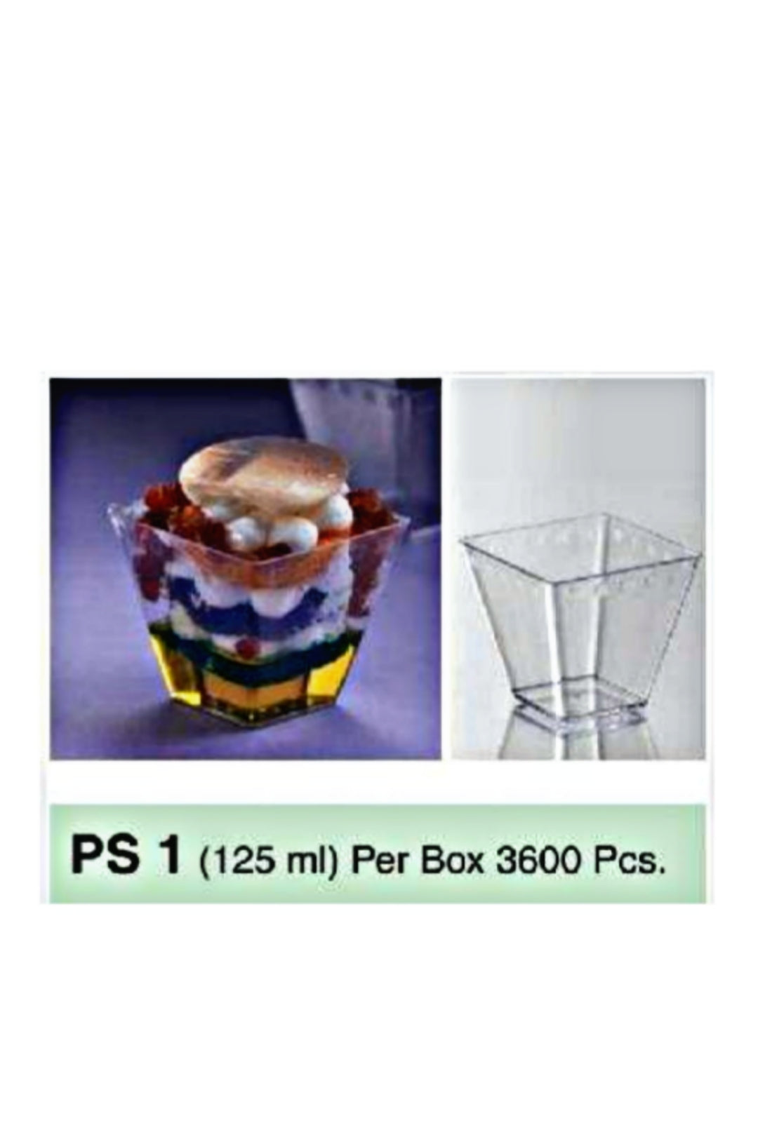 Mini Transparent Acrylic Square Shape Mousse Cup Without Lid | Pudding Cup | Parfait Cup 125ML (PS-1) (MOQ 500 PCS)  (E)