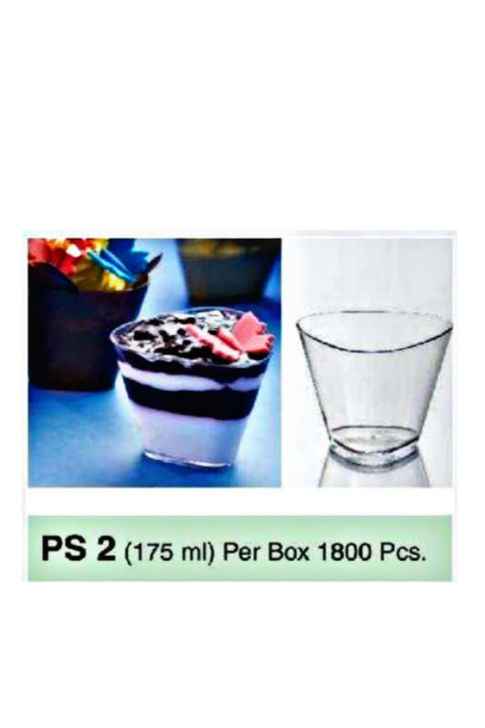 Mini Transparent Acrylic Mousse Cup Without Lid | Pudding Cup | Parfait Cup 175ML  (PS-2)(MOQ 500 PCS) (O)