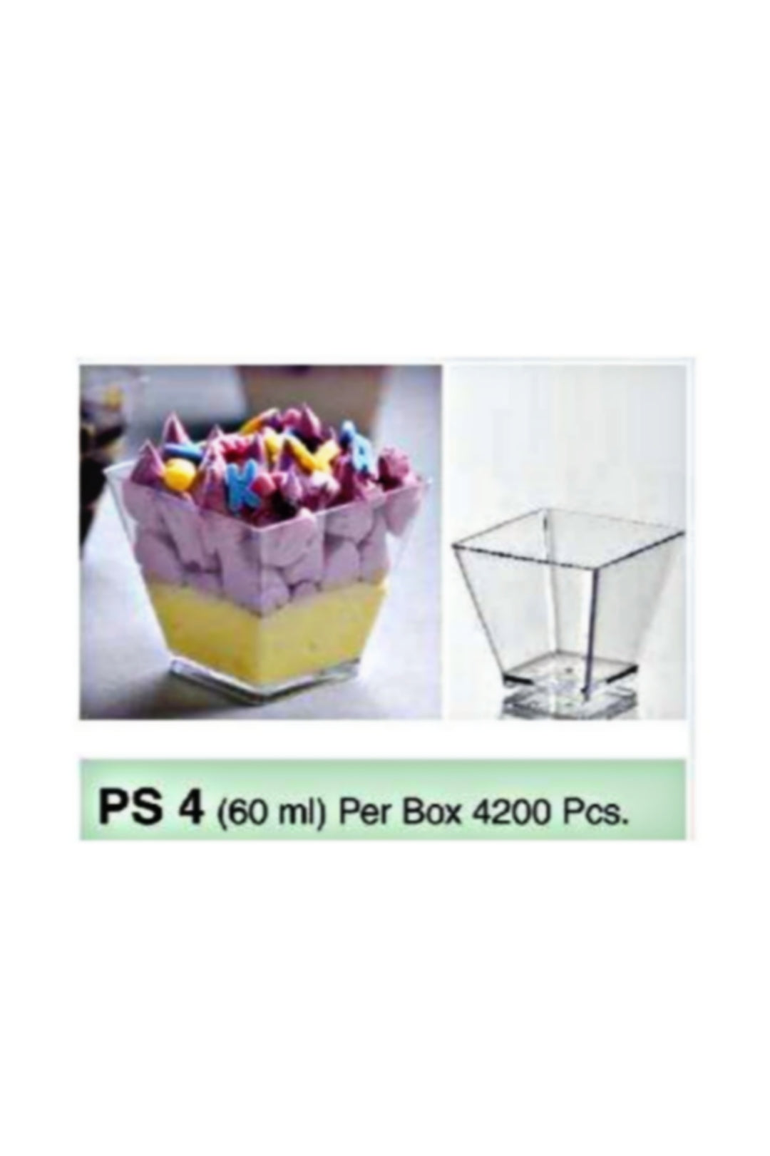 Mini Transparent Acrylic Square Shape Mousse Cup Without Lid | Pudding Cup | Parfait Cup 60ML (PS-4 ) (MOQ 500 PCS) (F)